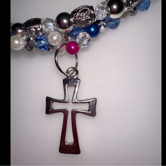 Cross Beaded Braided Necklace - Picture 4 of 6
